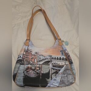 Venetian Scene Tan Shoulder Bag